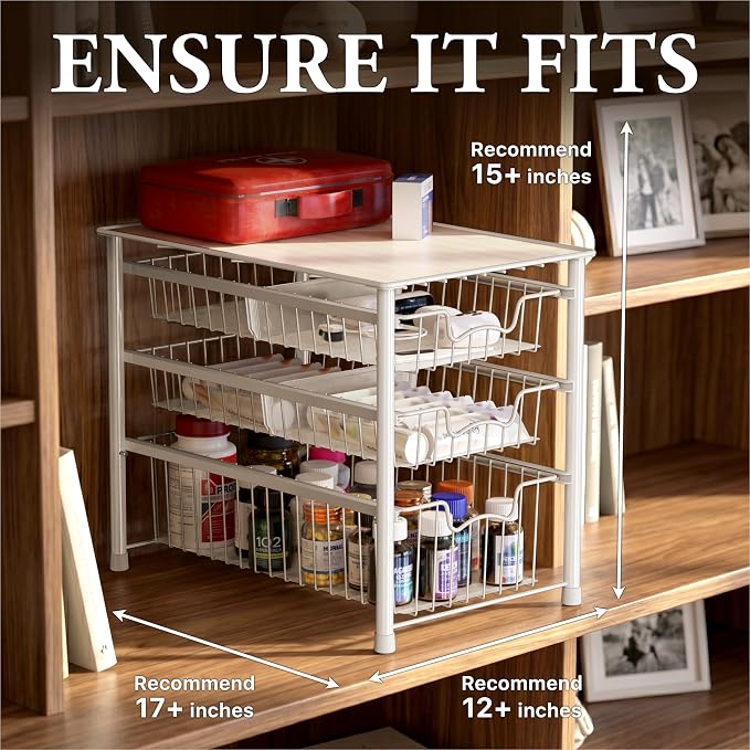 Simple Houseware Stackable 3 Tier Sliding Basket Organizer Drawer - Image 3