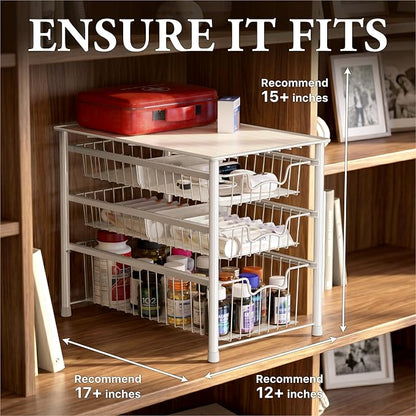 Simple Houseware Stackable 3 Tier Sliding Basket Organizer Drawer - Image 3