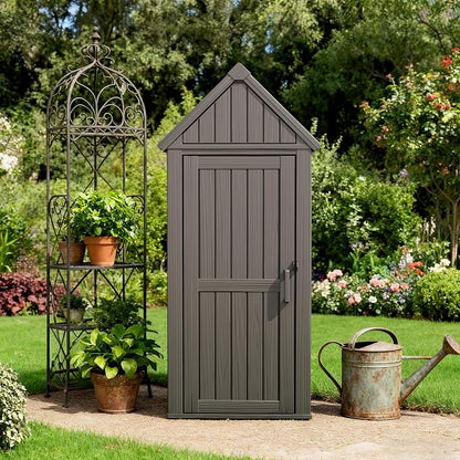 Vertical Outdoor Storage Shed, Waterproof Resin Outdoor Storage Cabinet - Image 6