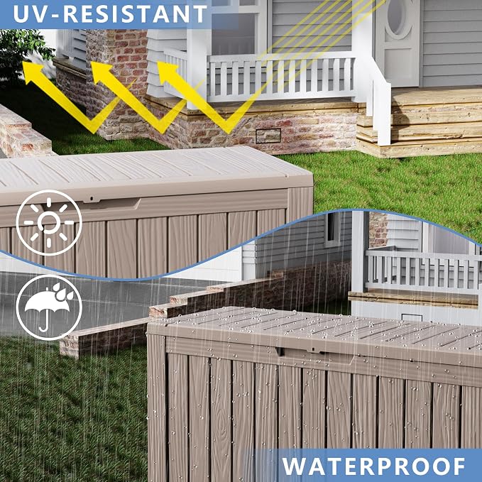 80 Gallon Waterproof Resin Deck Box, UV Resistant Outdoor Storage - Image 2