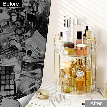 360 Rotating Makeup Organizer for Vanity, Bathroom Countertop Spinning Perfume - Image 3