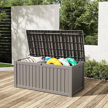Outdoor Storage Box, 120 Gallon Deck Box, Resin Waterproof Outside Storage Bench - Image 7