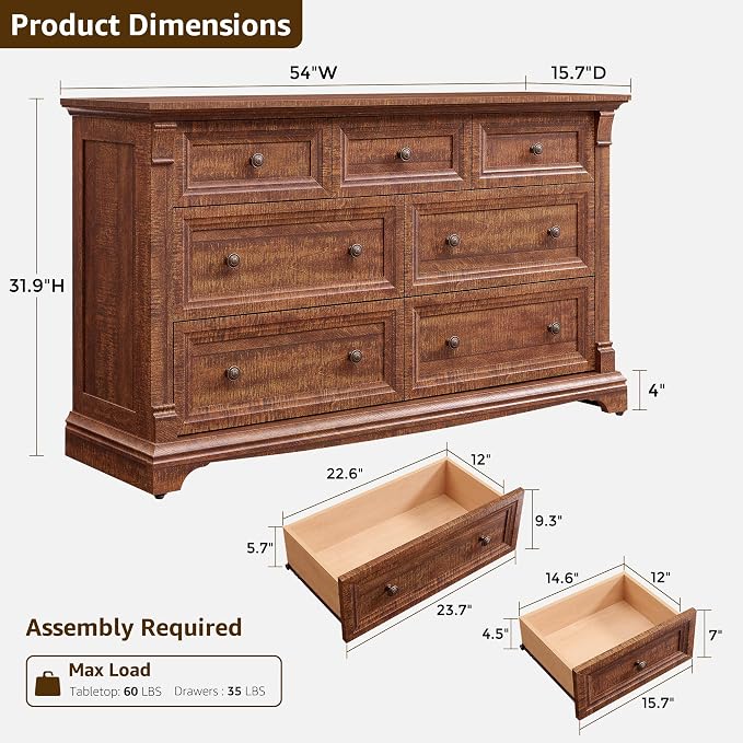 T4TREAM Farmhouse 7 Drawers Dresser - Image 2