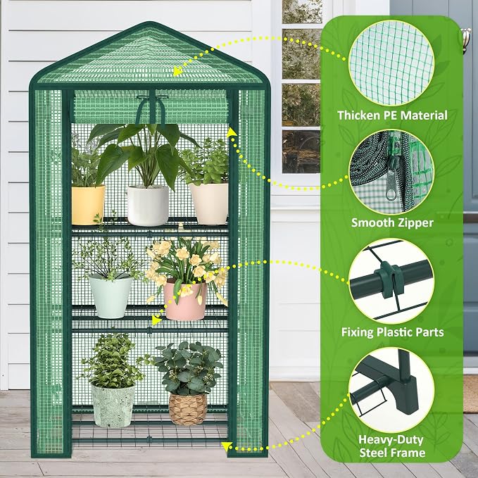 AlisisFores 3-Tier Greenhouse for Indoor and Outdoor Use, 4ft Tall Portable - Image 3