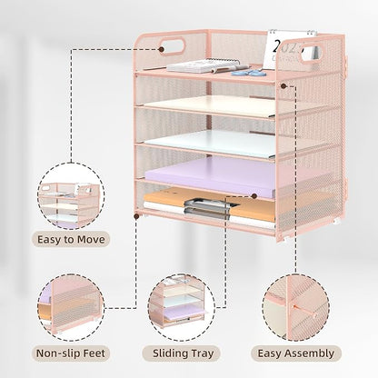 2 Pack 5-Tier Pink Desk Organizer - Image 3