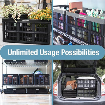 CleverMade Collapsible Utility Crates-Obsidian 3pck 45L / 11 Gal holds 66 lbs - Image 2