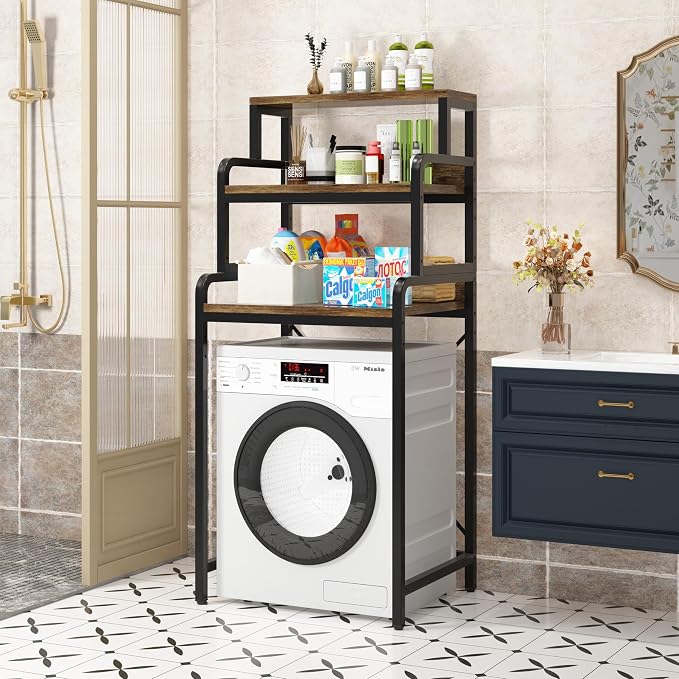 3-Tier Bathroom Room Shelf Washing Machine Storage Utility Rack Over The Toilet - Image 6