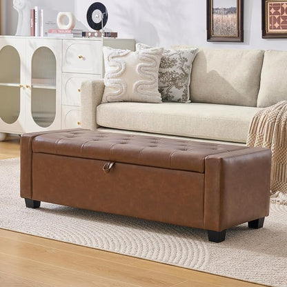 Huatean Home 48" Ottoman with Storage, Storage Ottoman Bench with Safety Hinge by huateanhome