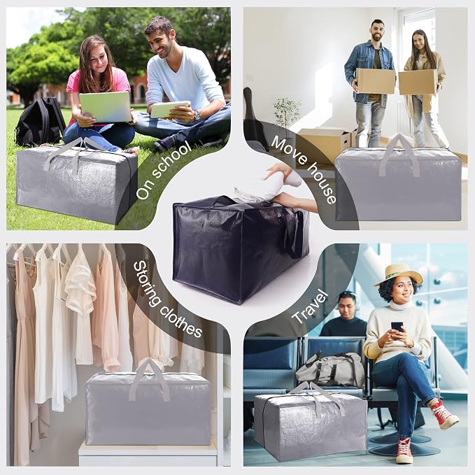 12 Pack Heavy Duty Extra Large Moving Bags W/Backpack Straps - Image 6