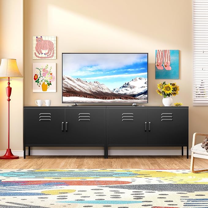 SISESOL Black Metal Storage Cabinet - Image 4