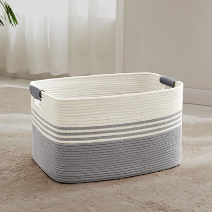 60L Large Laundry Basket with Leather Handles by SunNewt