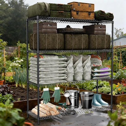Stand Shelf Wire Rust-Proof Outdoor Storage Shelving 4-Tier Utility Shelving - Image 2