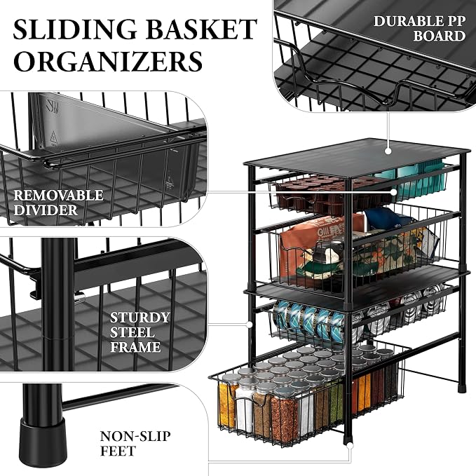 Simple Houseware Stackable Sliding Basket Organizer Drawer - Image 4