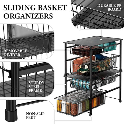Simple Houseware Stackable Sliding Basket Organizer Drawer - Image 4