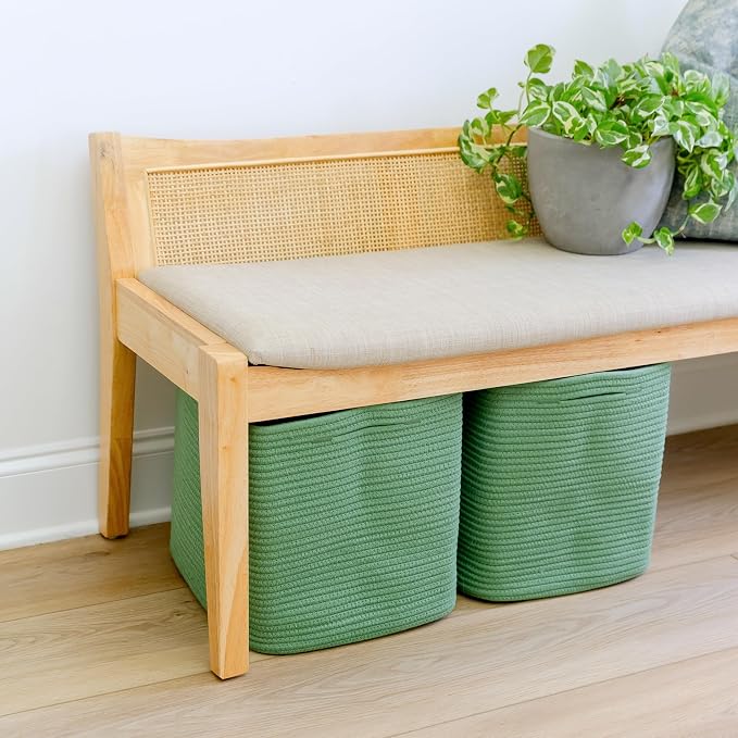 NaturalCozy 13 Inch Cube Storage Bins Cotton Rope Woven Baskets - Image 5