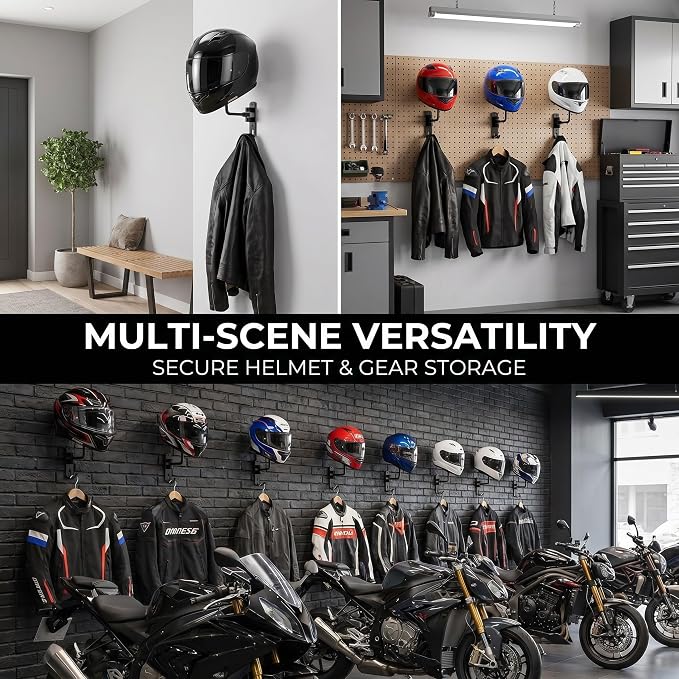 Shimeyao Motorcycle Helmet Holder Wall Mount 180° Rotation Helmet Hanger – - Image 6