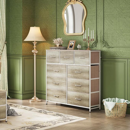 WLIVE Tall Dresser for Bedroom, 9 Drawer Chest of Drawers, Greige | 9 roomy - Image 4