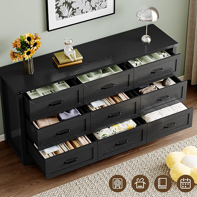 9-Drawer Dresser for Bedroom, Modern Wooden Chest of Drawers - Image 5