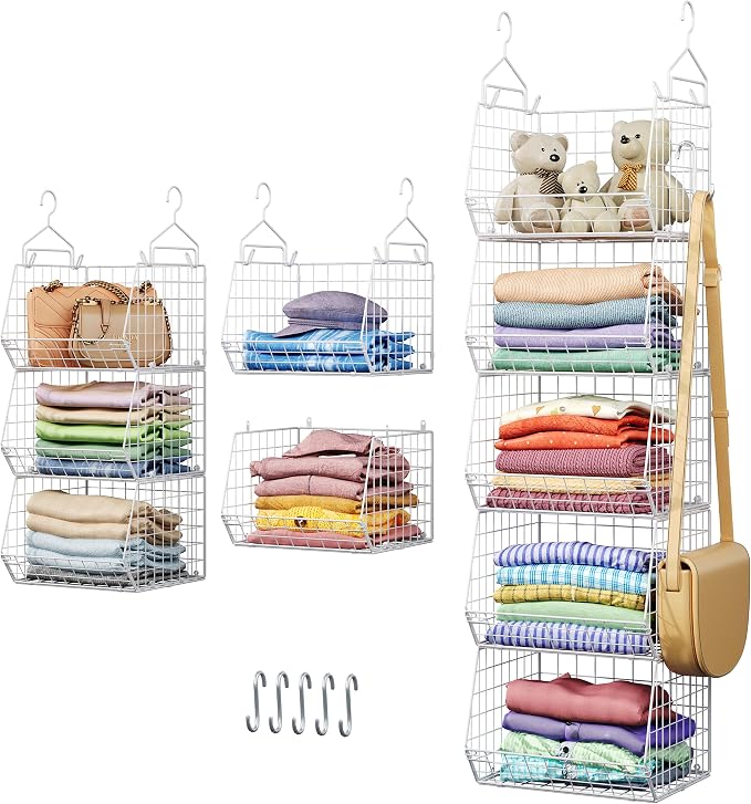 5 Tier Closet Hanging Organizer, Clothes Hanging Shelves by X-cosrack