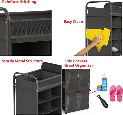 Simple Houseware 16 Cube Shoe Stand Tower Rack 8 Tier, Dark Gray | Top Shelf - Image 4