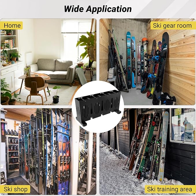4-Pair Ski Storage Rack w/Width-Adjustable Fixing Bars, Heavy Duty Metal - Image 6