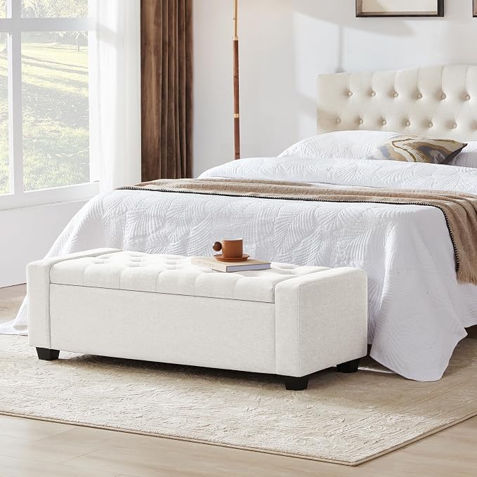 Huatean Home 48" Ottoman with Storage, Upholstered Entryway Bench with Seating - Image 7