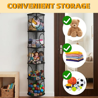 Hanging Stuffed Animal Storage Hammock Net 5 Tiers, Holds Plushies, Foldable - Image 7