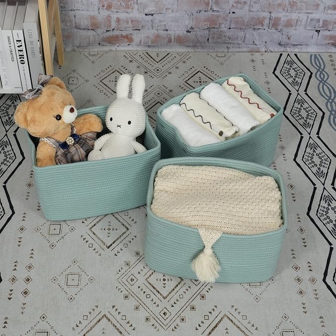 Cotton Rope storage Basket Bins Woven Basket - Image 4