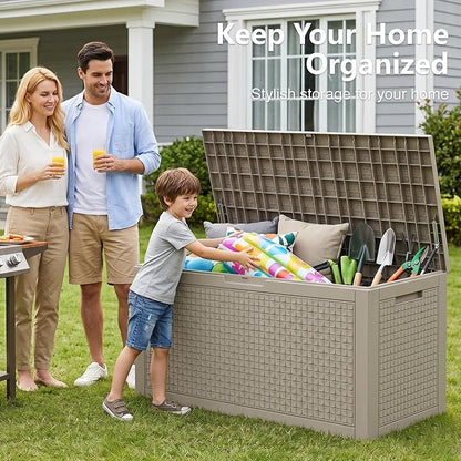 140 Gallon Outdoor Storage Box, Large Resin Deck Box, Waterproof Lockable - Image 6
