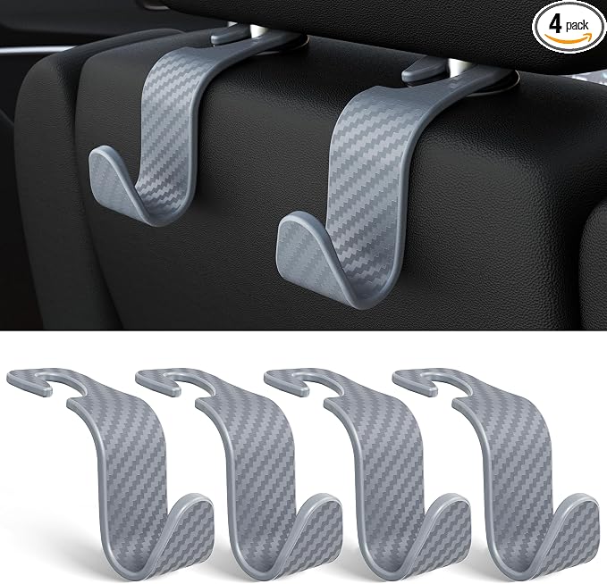 Amooca Car Seat Headrest Hook 4 Pack Hanger Universal Vehicle Car Storage by Amooca