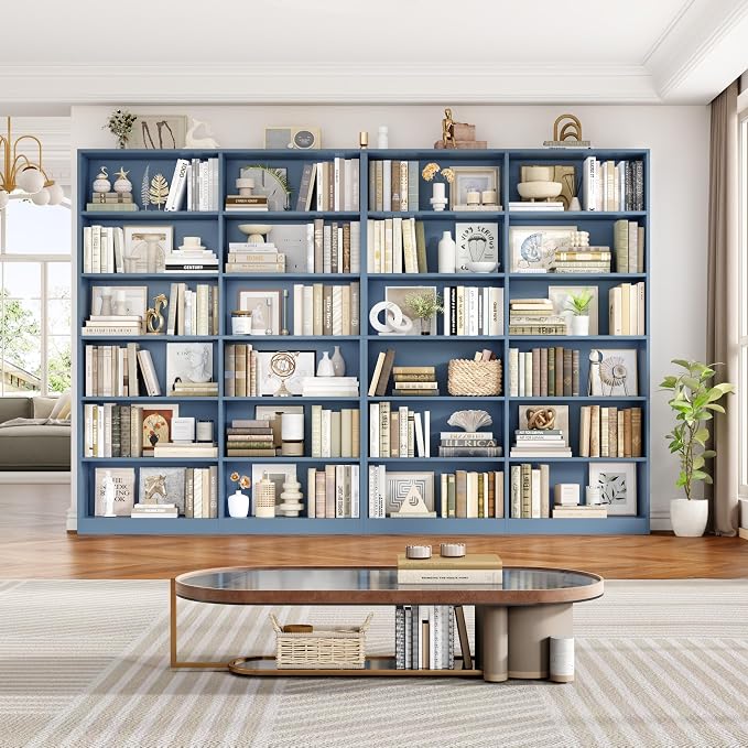 FACBOTALL Bookshelf and Bookcase, 6-Tier Double Wide Bookshelves, Freestanding - Image 5