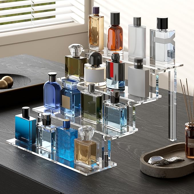 WINKINE Acrylic Display Riser, Perfume Stand Organizer, 4 Tier Clear Display - Image 3