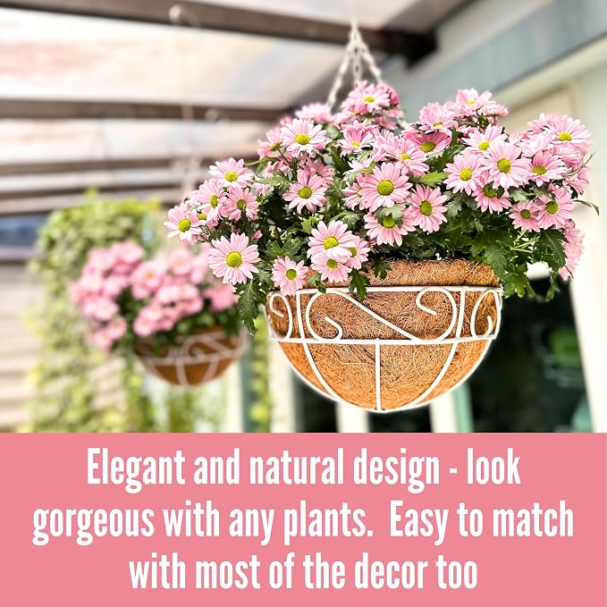 LaLaGreen Hanging Planter for Outdoor Plants White Hanging Baskets - Image 6