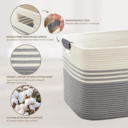 60L Large Laundry Basket with Leather Handles - Image 5