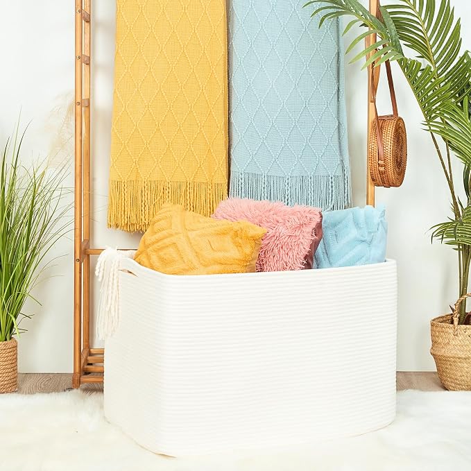 MINTWOOD Design 112L Extra Large Blanket Basket Holder Living Room, Dog Toy - Image 2