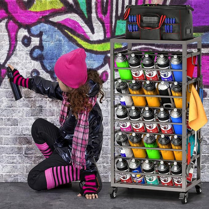 yeshine 50 Can Spray Paint Storage Rack, Metal Aerosol Storage Cart, Rolling - Image 7