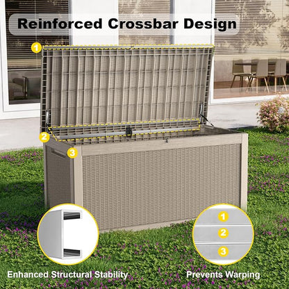 320 Gallon Waterproof Outdoor Storage Box, UV Resistant Resin Deck Box - Image 4