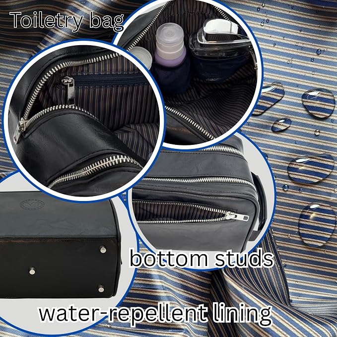 Dopp Gift Large Travel Toiletry Bag Premium Quality PU Leather Two compartments - Image 6