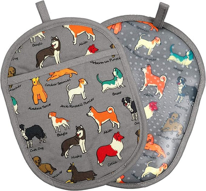 Pot Holders Set of 2 with Transparent Clear Silicone Shell and Nice Dog by REDLMLDETA
