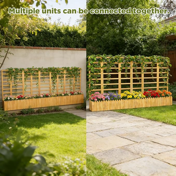 3 Panels Privacy Screen with Planter Box Outdoor, Vertical Raised Garden Bed - Image 5