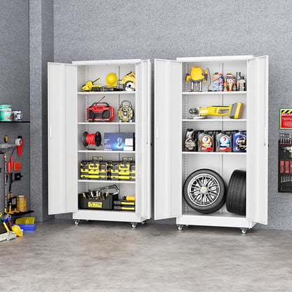 Greenvelly White Metal Storage Cabinet - Image 2