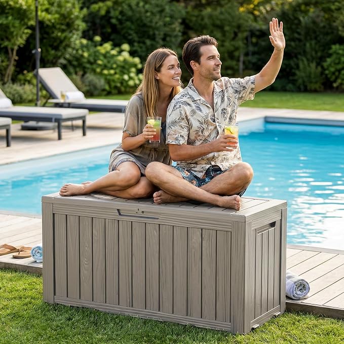 DRATO 90 Gallon Deck Boxes Outdoor Waterproof, Weatherproof Resin Outside - Image 7