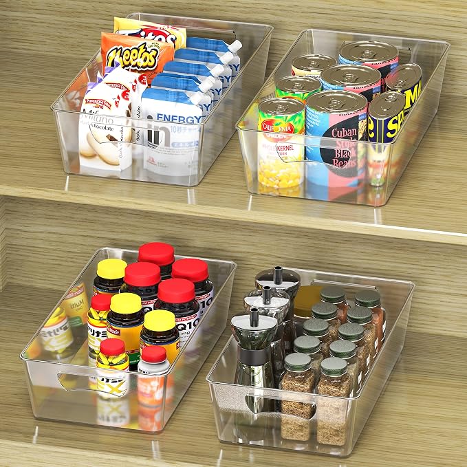 Simple Houseware 4 Pcs Kitchen Clear Bin Storage Organizer - Image 3