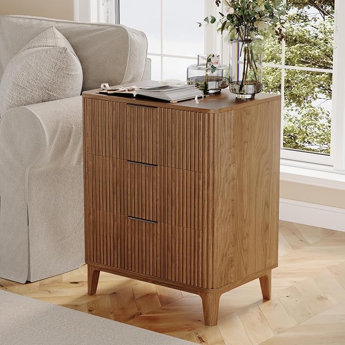3 Drawer Fluted Dresser for Bedroom, Modern Closet Dressers Chest of Drawers - Image 5