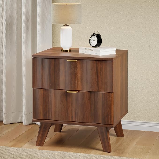 Nightstand, Bedside Table with 2 Drawers and Metal Handles, Sofa Side End Table - Image 5