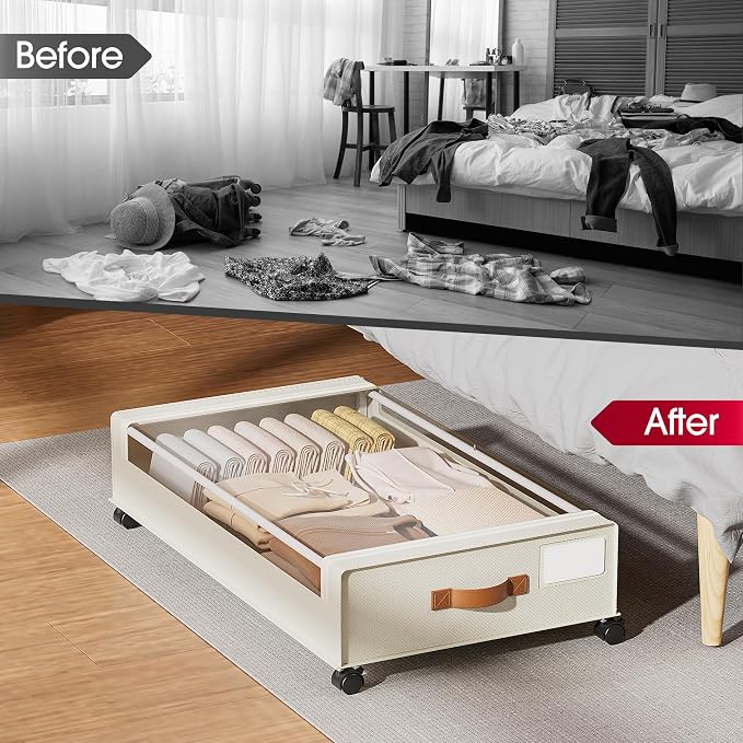 Yecaye Under Bed Storage with Wheels, 2 Pack Under Bed Storage Containers - Image 7
