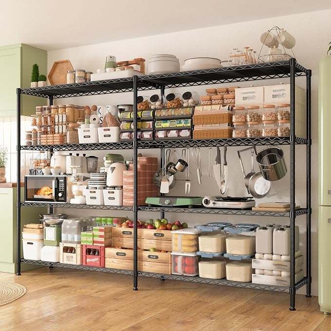 REIBII 70"W Metal Shelving, Storage Shelves 4-tier Wire Shelving Unit Load - Image 2