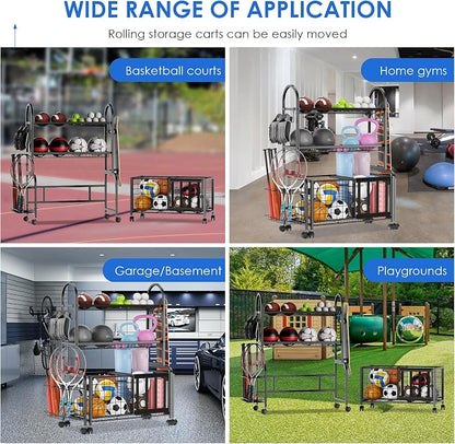Garage Ball Storage, 2 in 1 Sports Equipment Organizer, Garage Organizer - Image 7