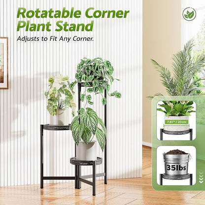 Plant Stand Indoor Outdoor, 3 Tier Corner Metal Flower Display Holder Shelf - Image 2