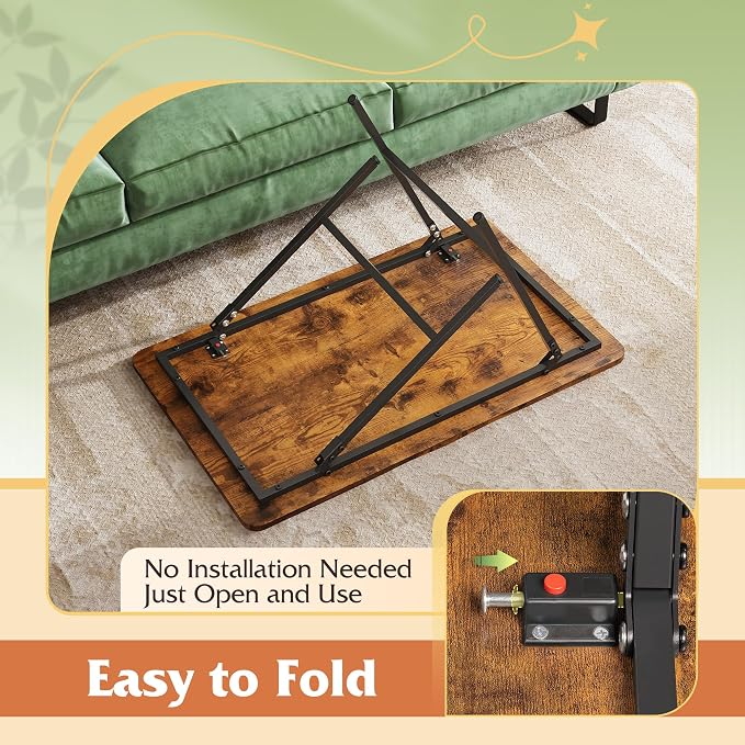 WLIVE Folding Coffee Table, Modern Portable Small Coffee Table - Image 5